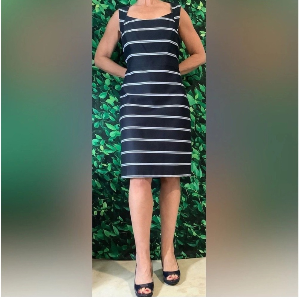Ann Taylor Drape Neckline Striped Dress. Size 10